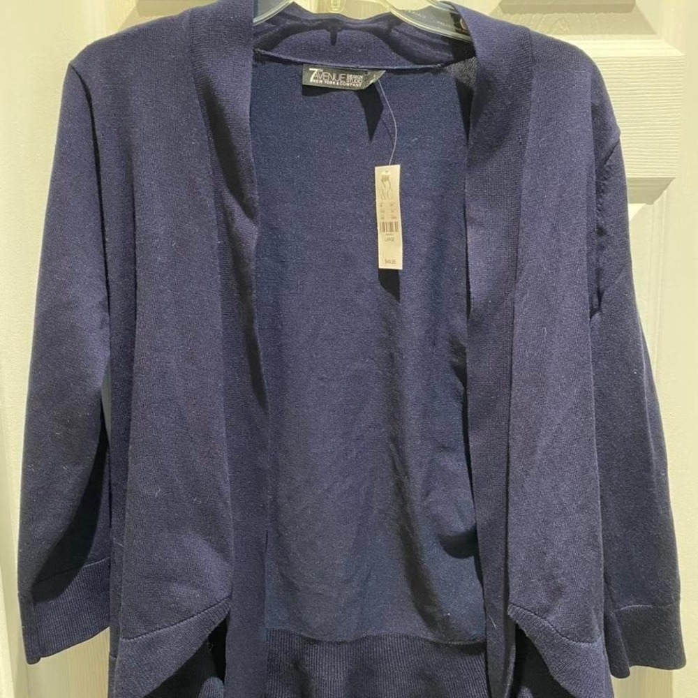 New York & Company 7th Avenue Design Studio Navy blue Open Front Cardigan Size L